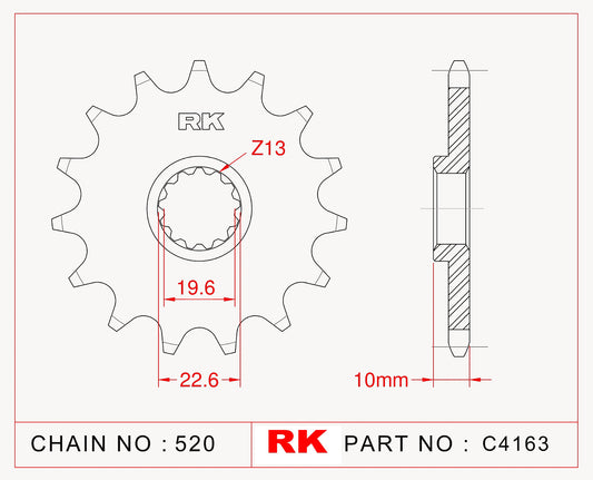 Sprocket Front RK-C4163-14 JTF432 Afam 22303