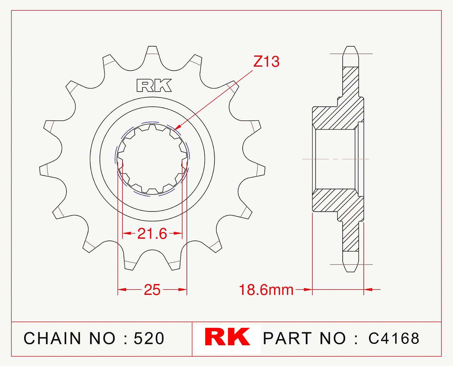 Sprocket Front RK-C4168-15 JTF1538 Afam 24603