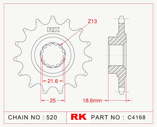 Sprocket Front RK-C4168-15 JTF1538 Afam 24603