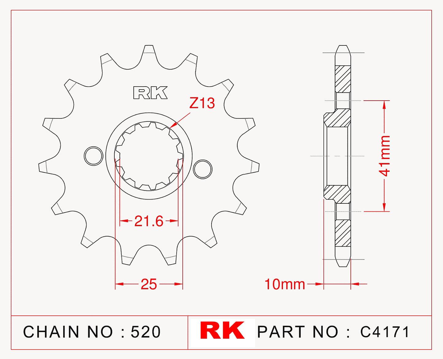 Sprocket Front RK-C4171-15 JTF308 Afam 20509