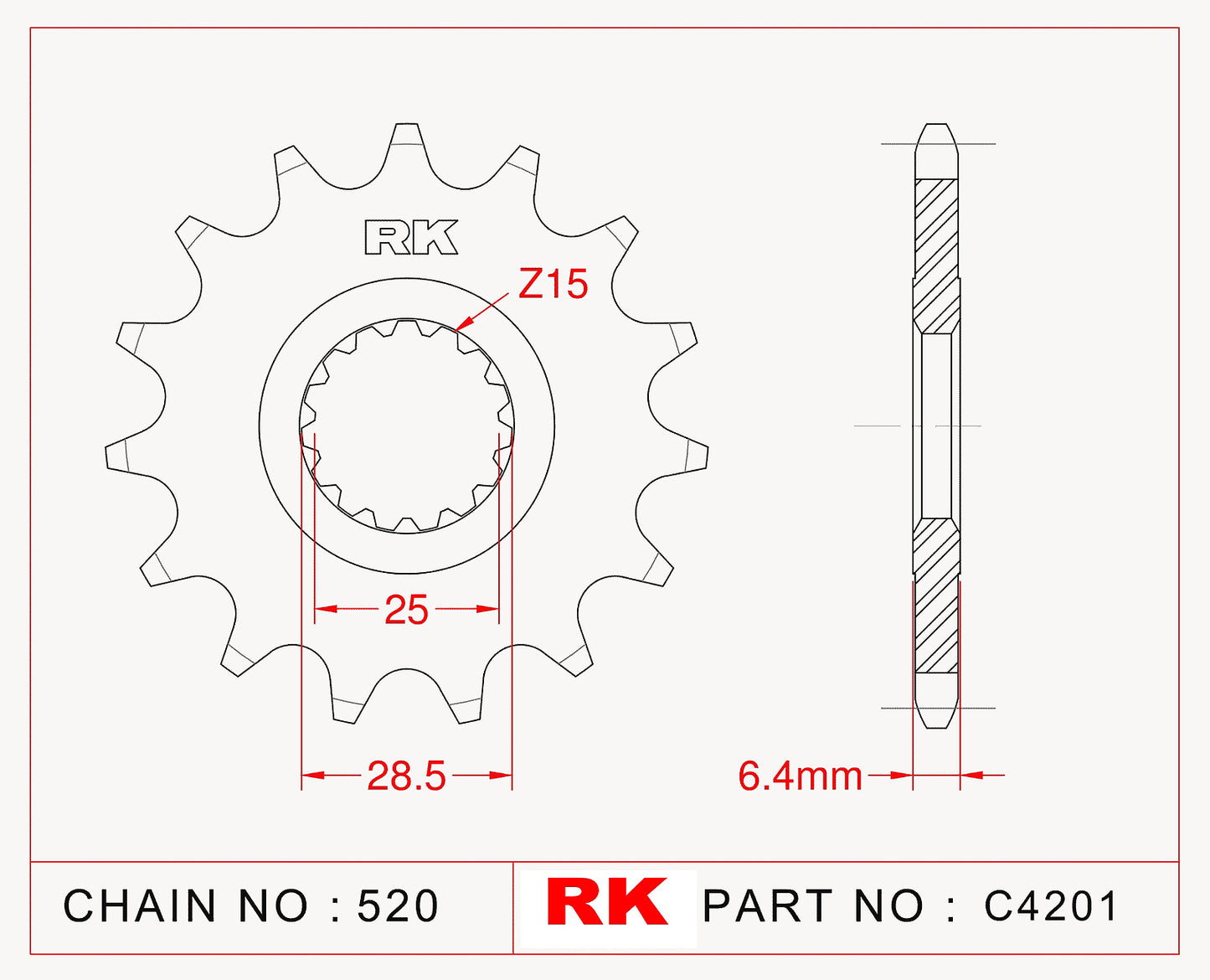 Sprocket Front RK-C4201-14 JTF1592 Afam 21608