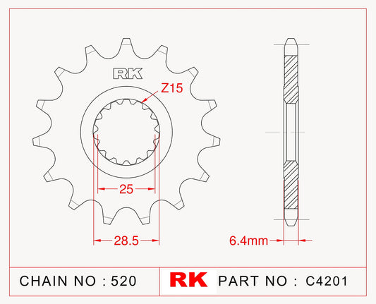 Sprocket Front RK-C4201-14 JTF1592 Afam 21608