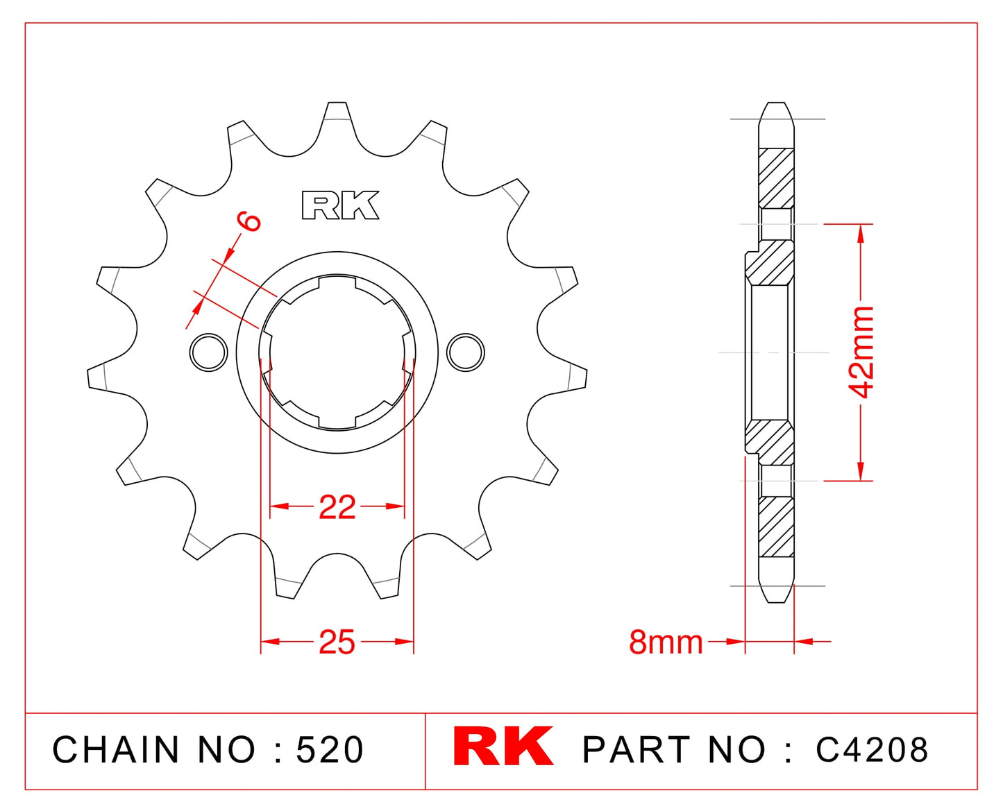 Sprocket Front RK-C4208-14 JTF281 Afam 20500