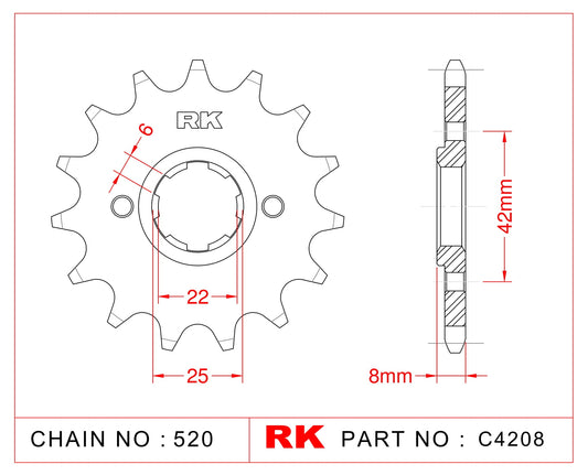 Sprocket Front RK-C4208-14 JTF281 Afam 20500