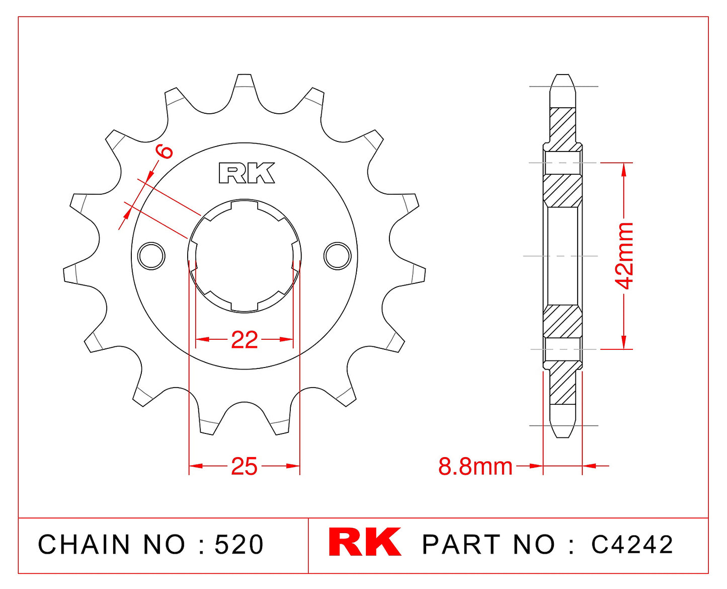 Sprocket Front RK-C4242-15 JTF276 Afam 20401