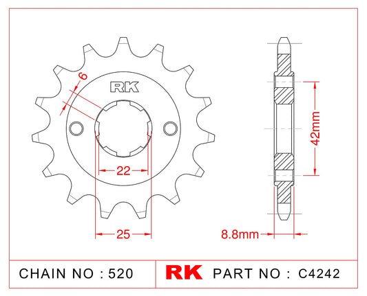 Sprocket Front RK-C4242-15 JTF276 Afam 20401