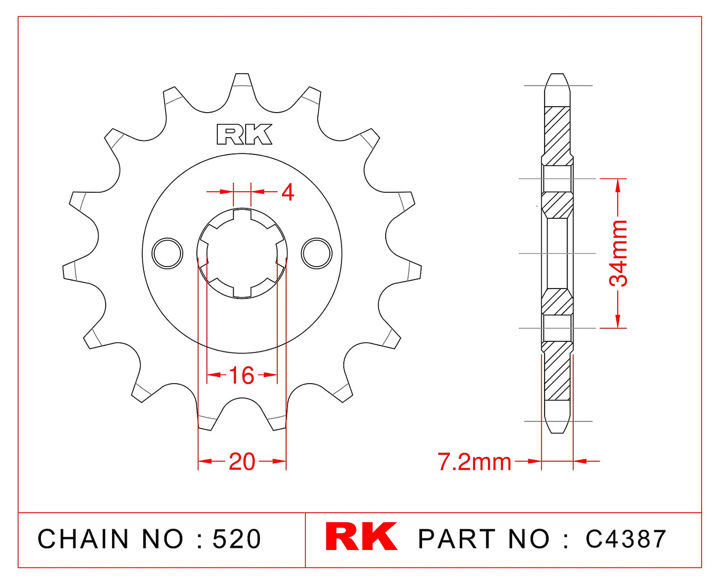 Sprocket Front RK-C4387-14 JTF1903 Afam 73203