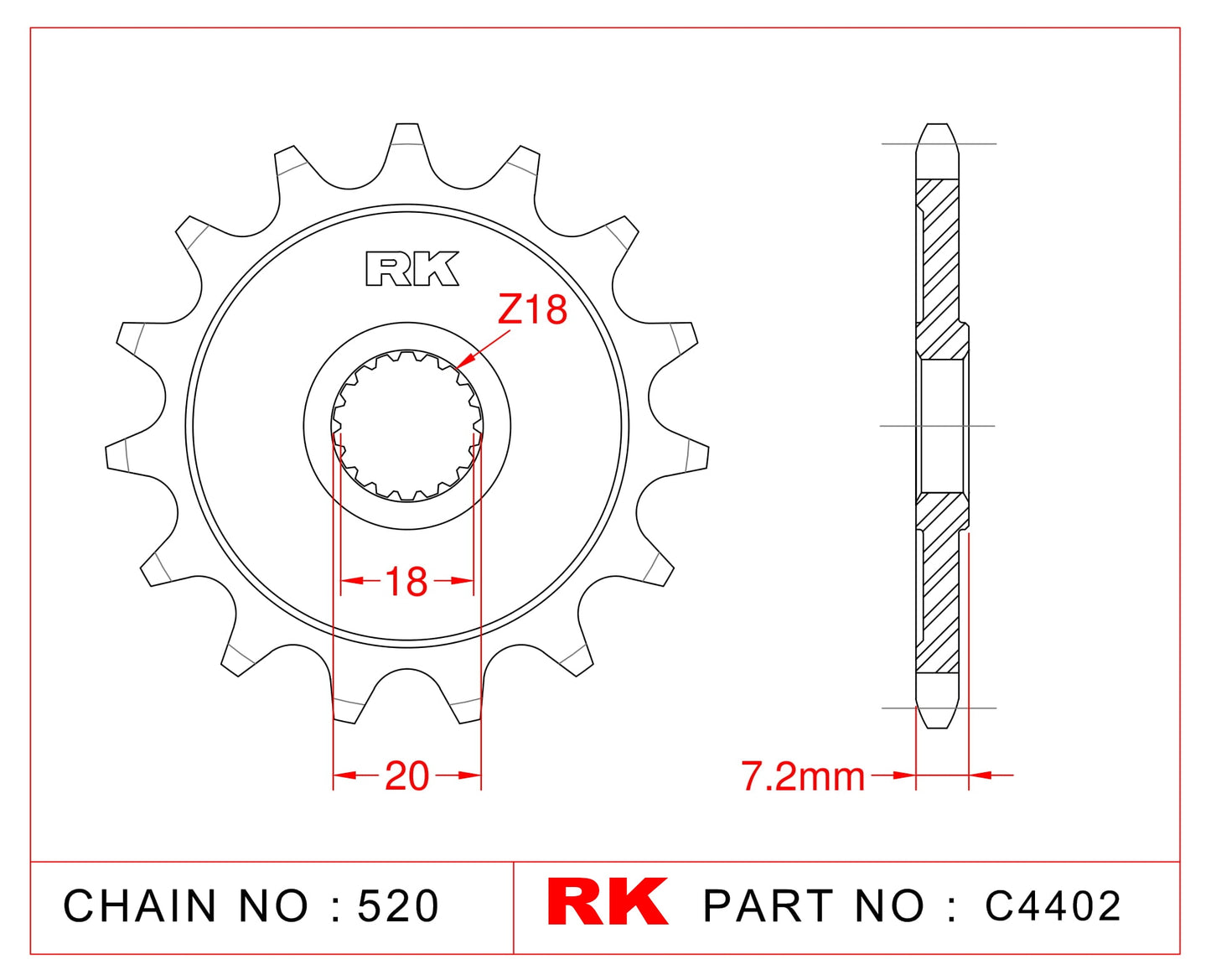 Sprocket Front RK C4402-13 JTF 427-13 AFAM 22202 (Suz RM/RMZ)