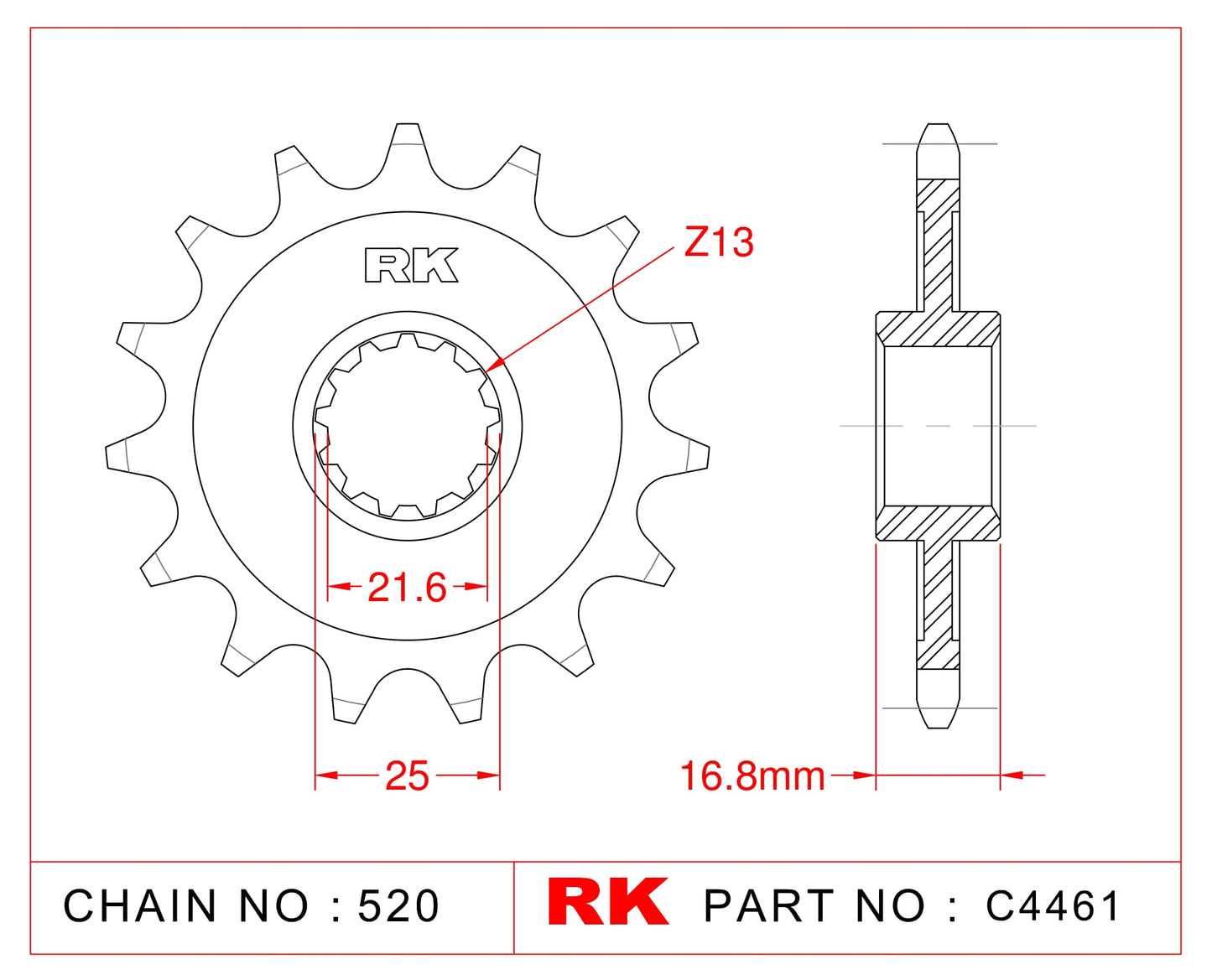 Sprocket Front RK-C4461-17 JTF1373 Afam 20617