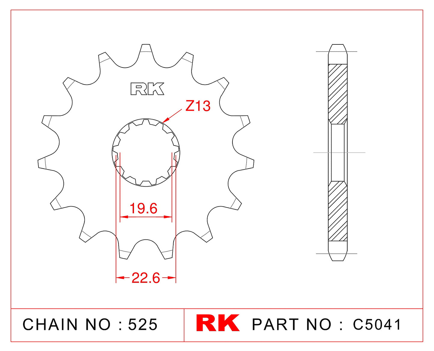 Sprocket Front RK-C5041-17 JTF520 Afam 28401 525 pitch