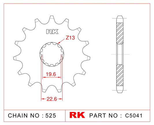 Sprocket Front RK-C5041-17 JTF520 Afam 28401 525 pitch