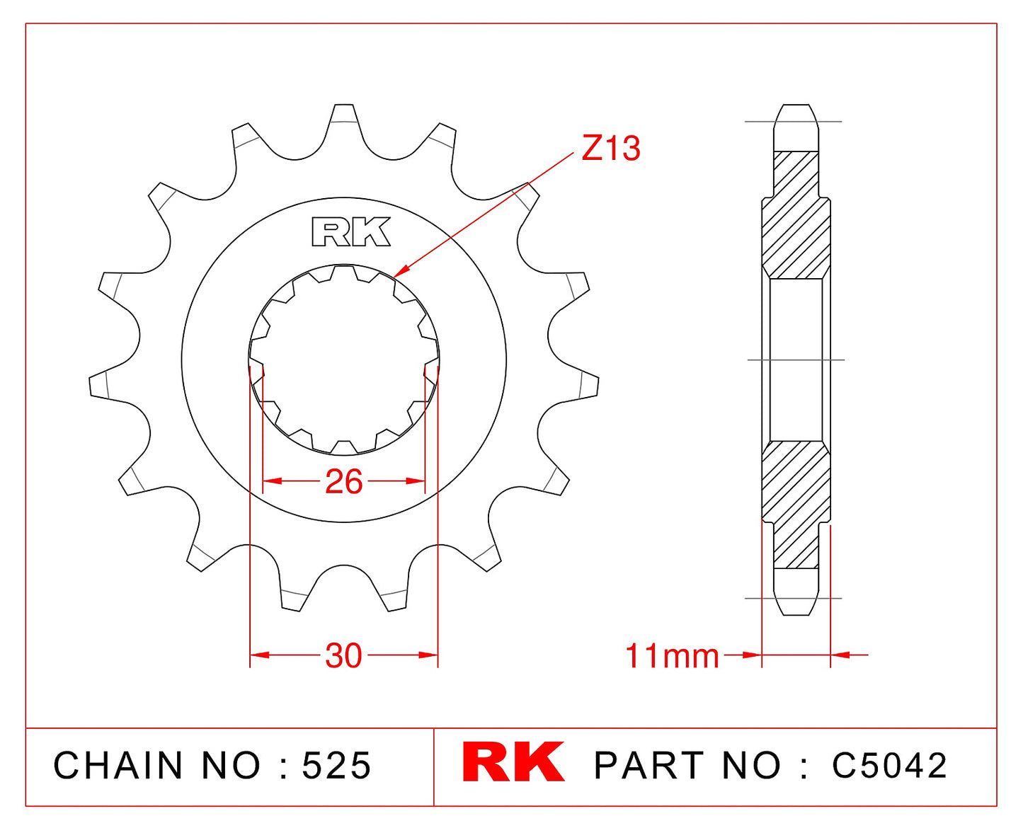Sprocket Front RK-C5042-16 JTF1591 Afam 21607