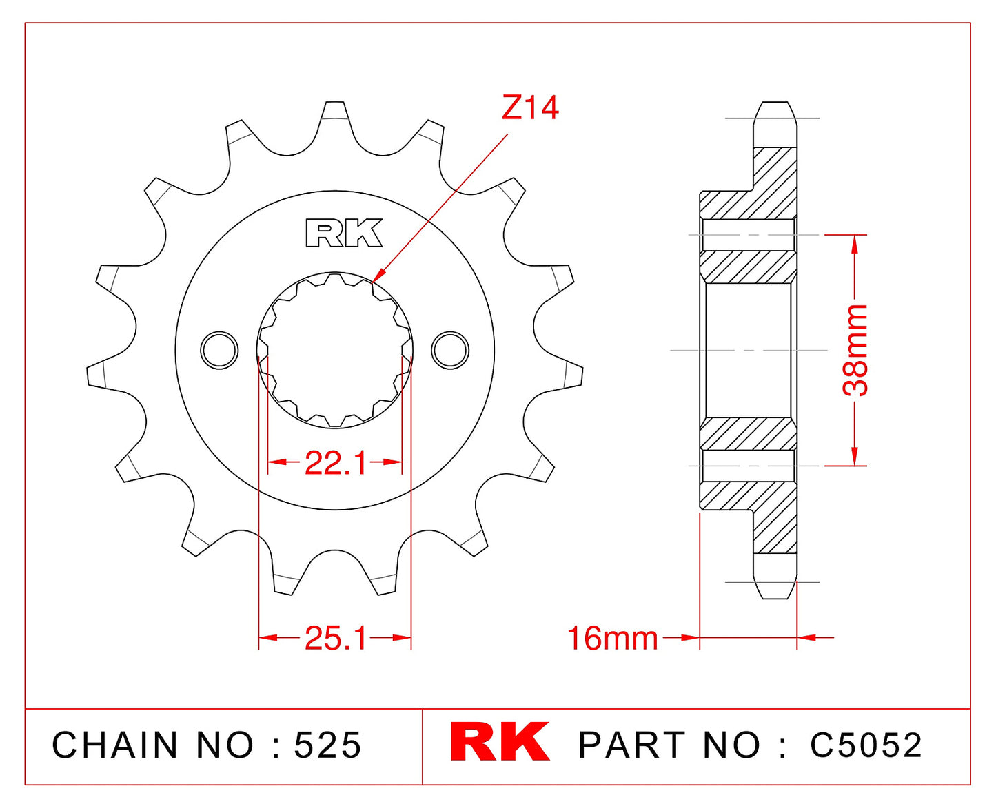Sprocket Front RK-C5052-15 JTF740 Afam 52608
