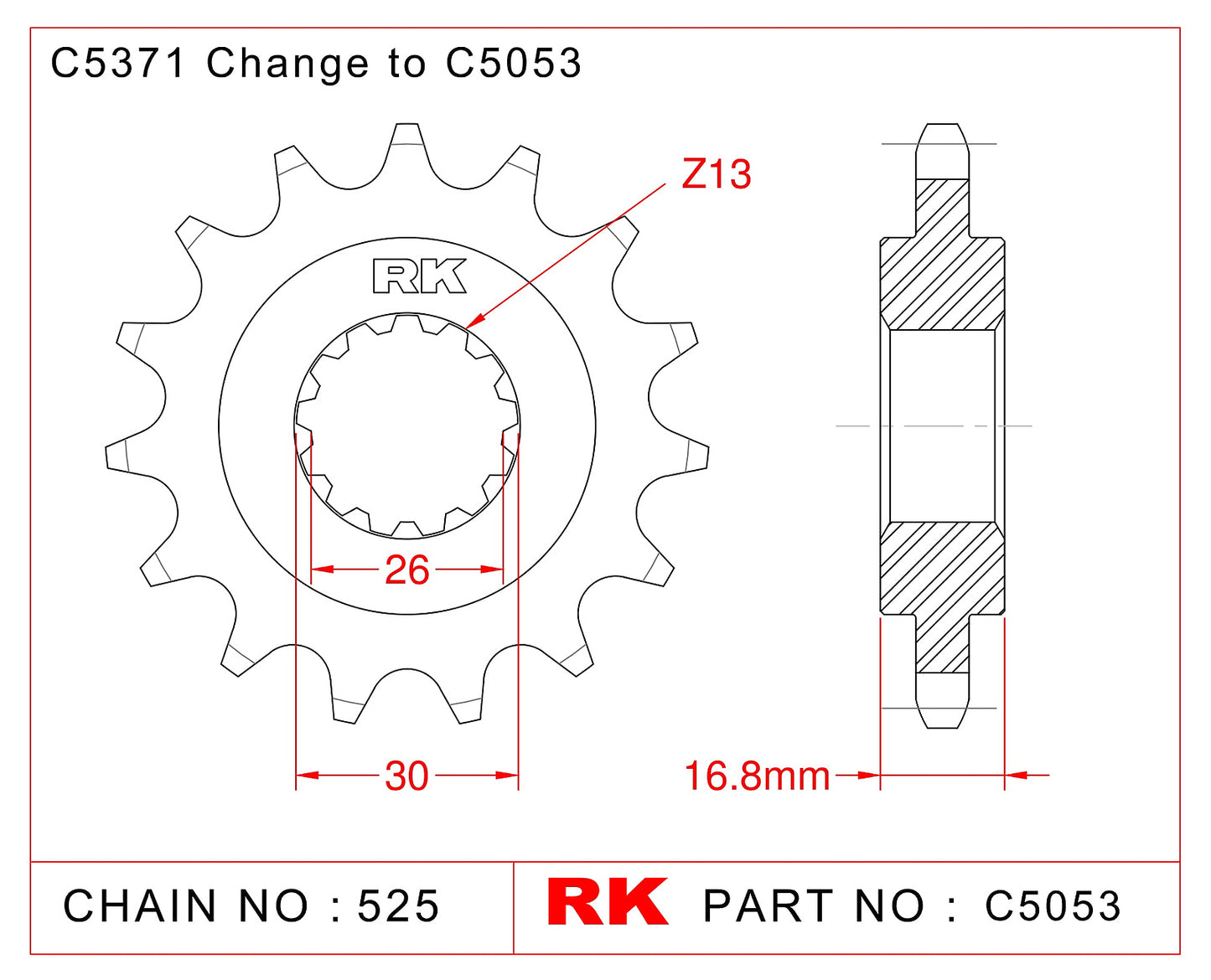 Sprocket Front RK-C5053-16 JTF1370 Afam 20612