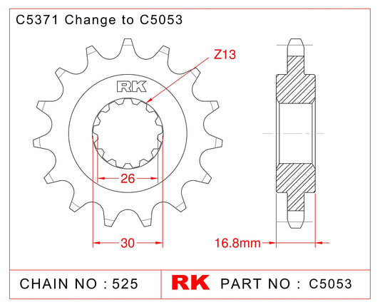 Sprocket Front RK-C5053-16 JTF1370 Afam 20612