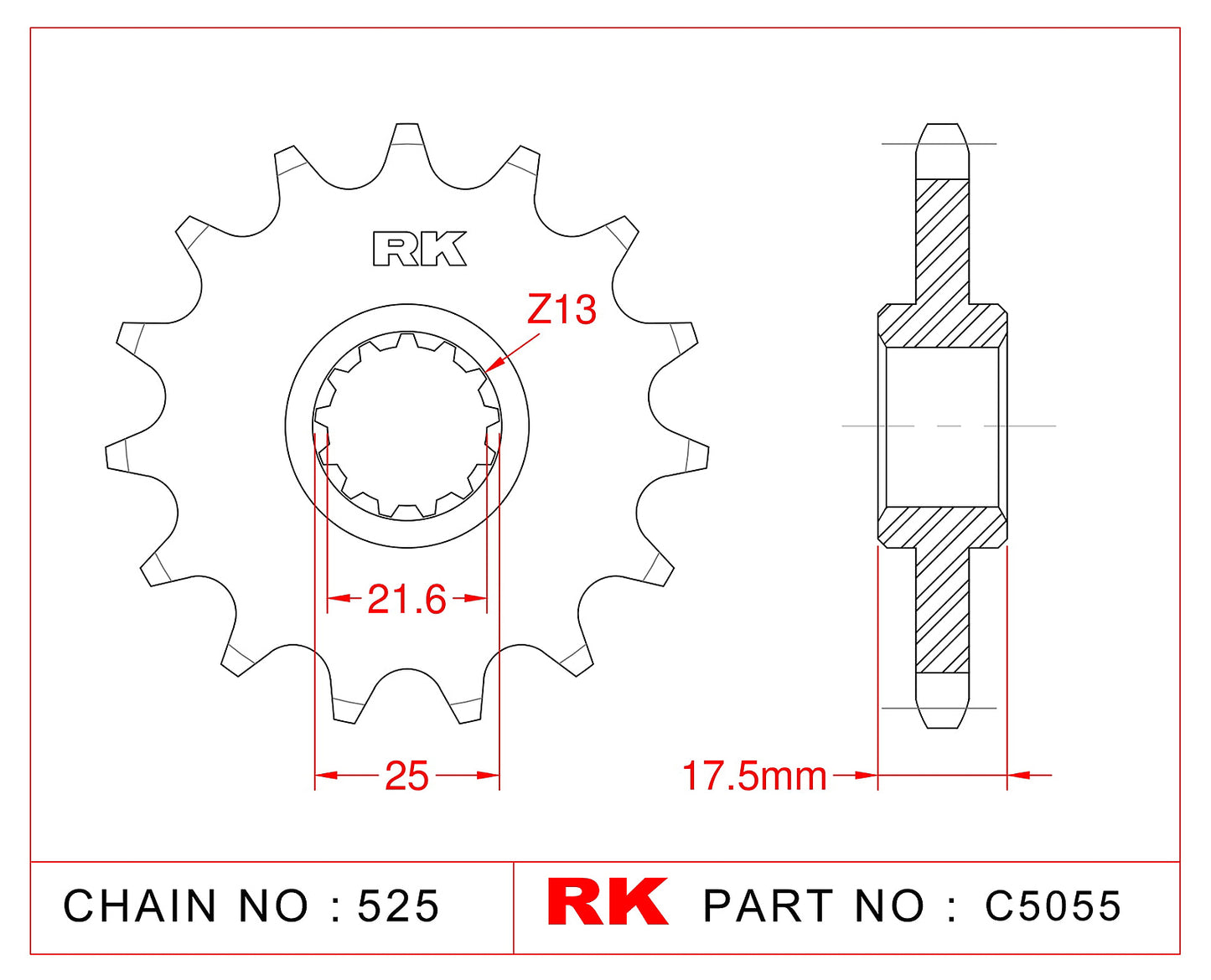Sprocket Front RK-C5055-15 JTF297 Afam 20405