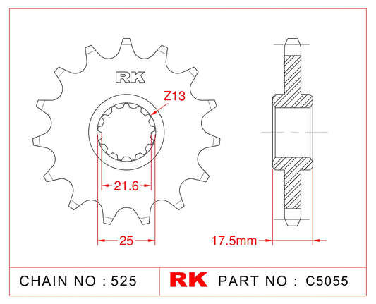 Sprocket Front RK-C5055-15 JTF297 Afam 20405