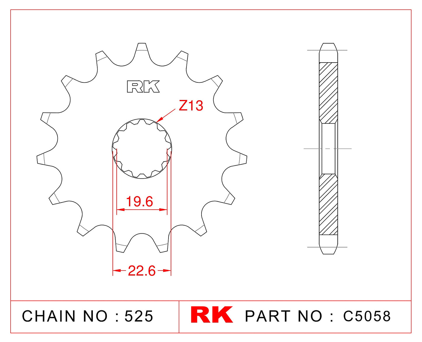 Sprocket Front RK-C5058-14 JTF433 Afam 22404