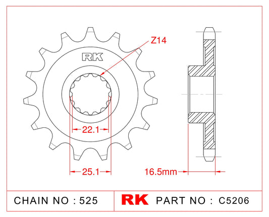 Sprocket Front RK-C5206-15 JTF741 Afam 52613