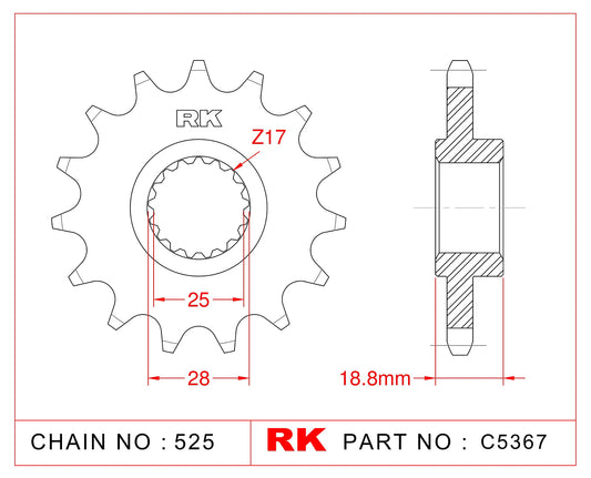Sprocket Front RK-C5367-17 JTF704 Afam 61600