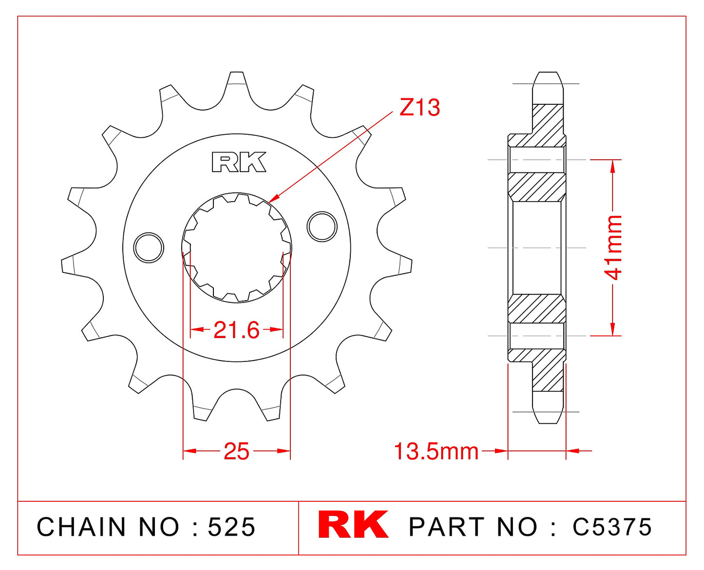 Sprocket Front RK-C5375-16 JTF296 Afam 20507