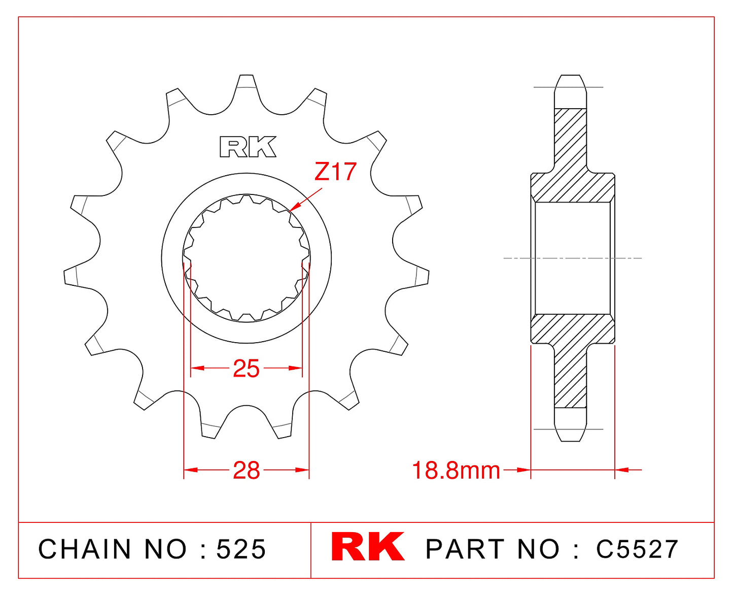 Sprocket Front RK-C5527-20 JTF405 Afam 61602