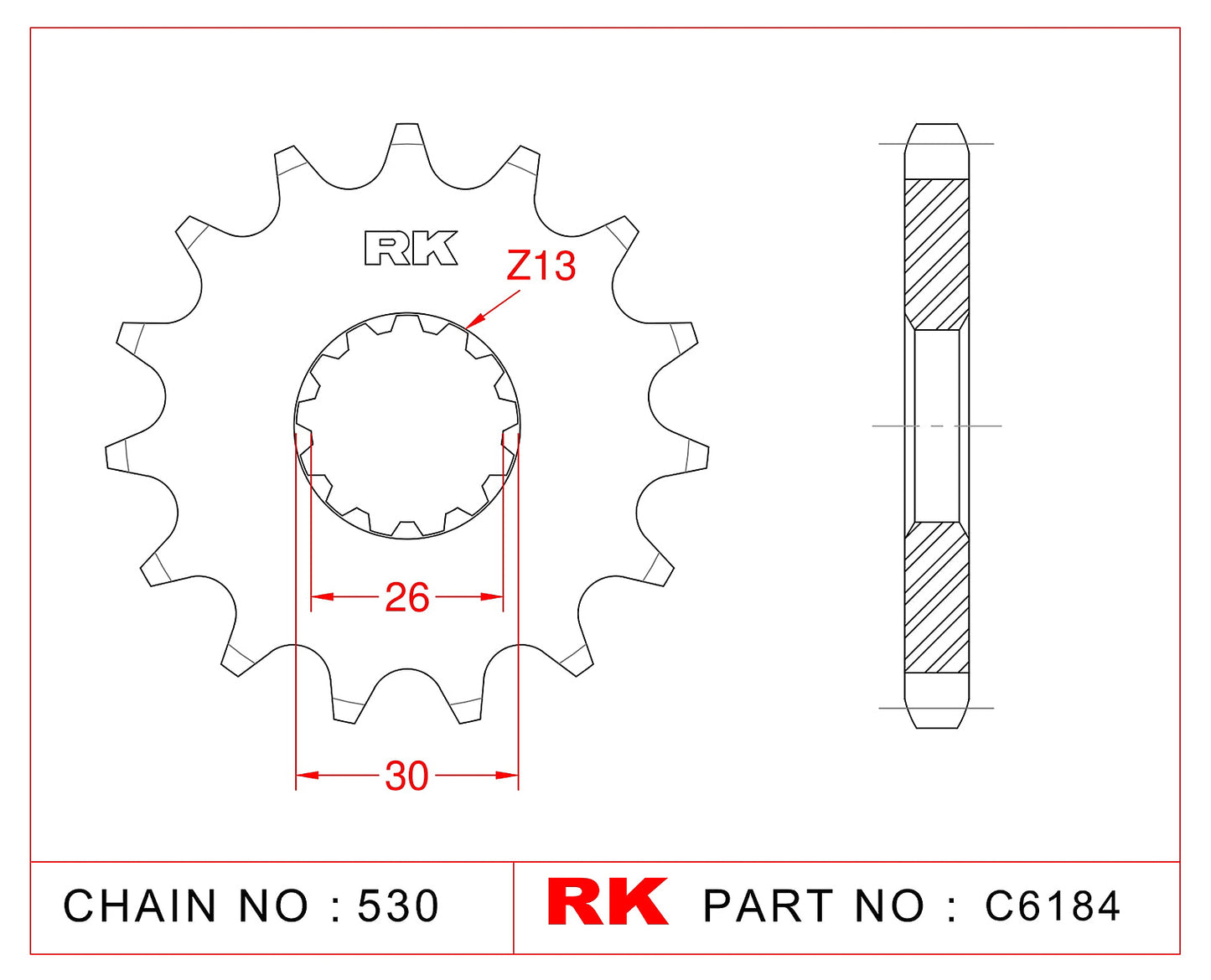 Sprocket Front RK-C6184-17 JTF1180 Afam 88800