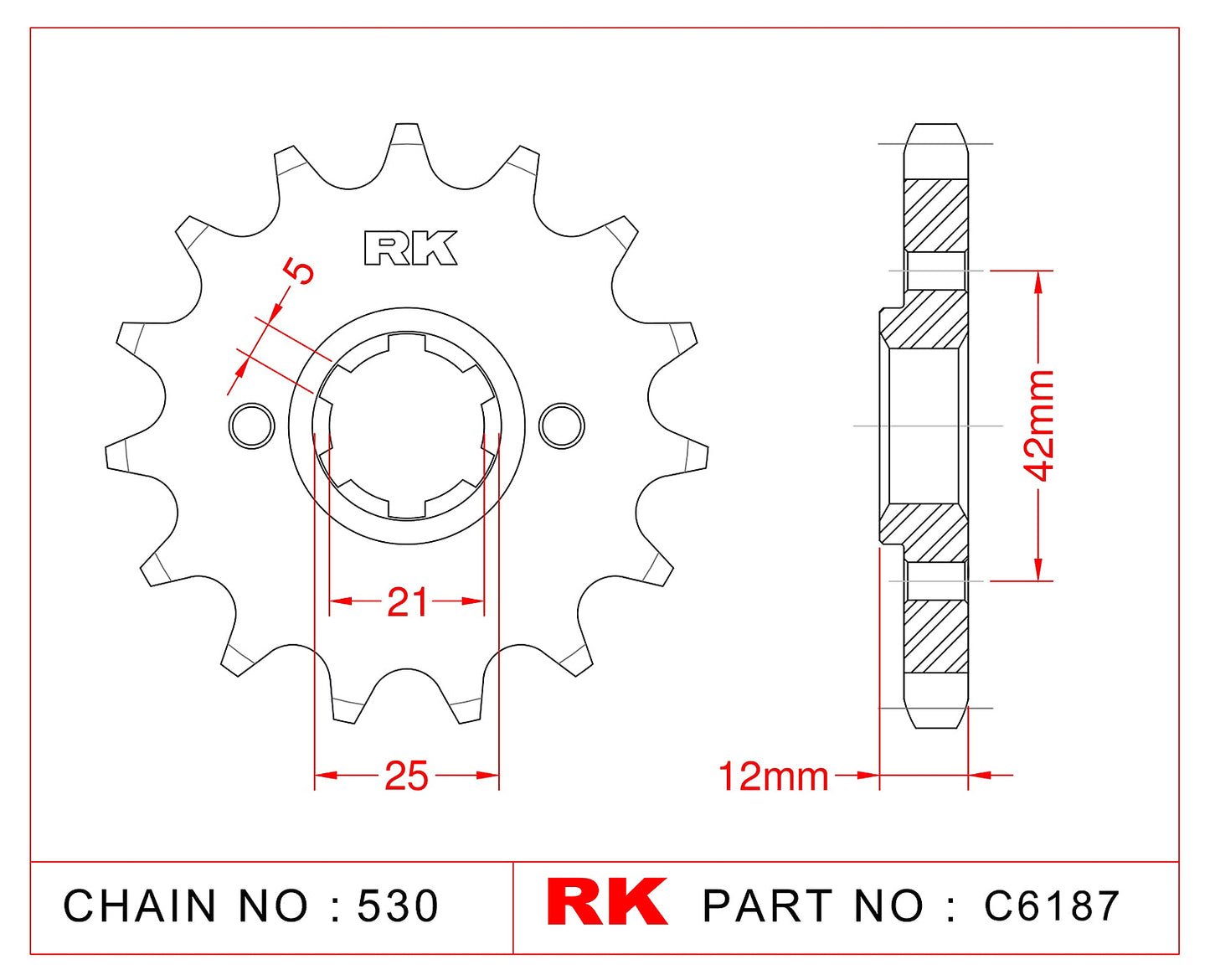 Sprocket Front RK-C6187-16 JTF571 Afam 21501