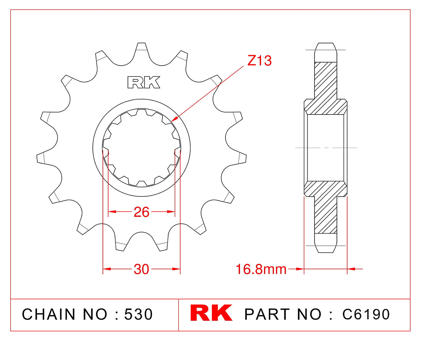 Sprocket Front RK-C6190-16 JTF333 Afam 20603