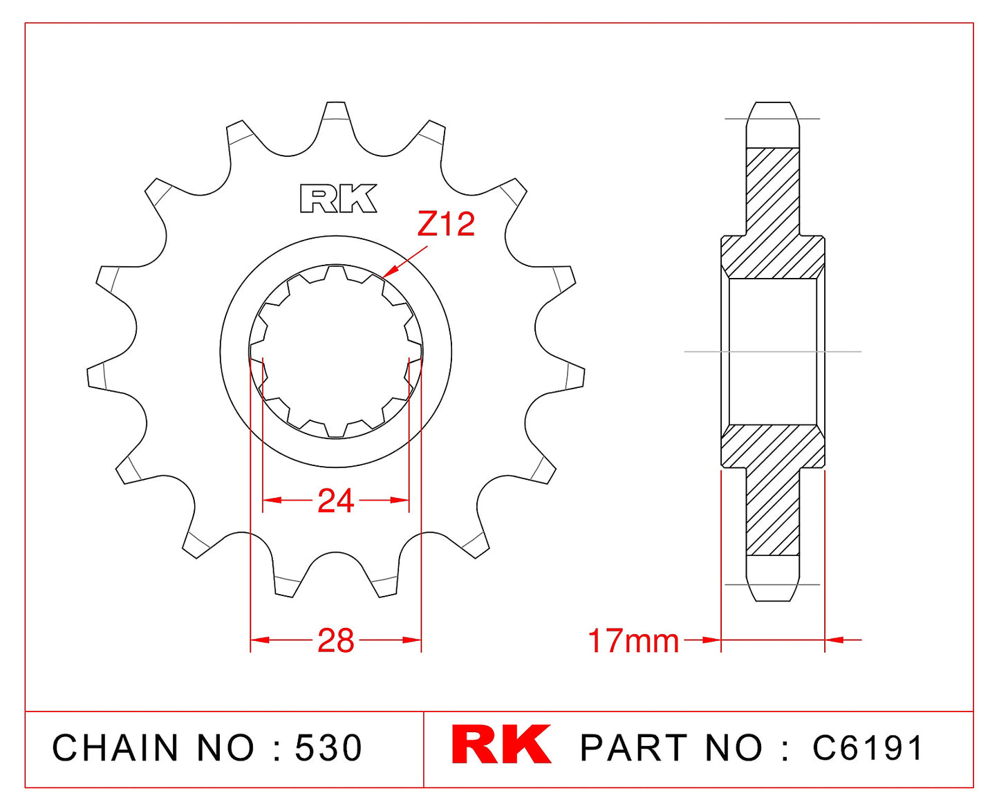 Sprocket Front RK-C6191-15 JTF295 Afam 20504