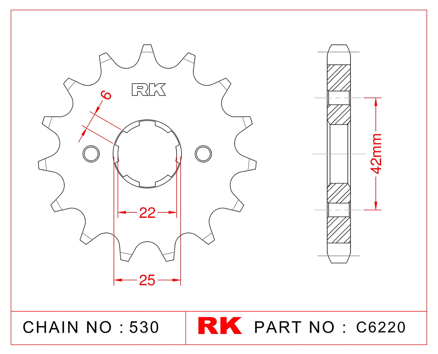 Sprocket Front RK-C6220-16 JTF 278-16 Afam 20400