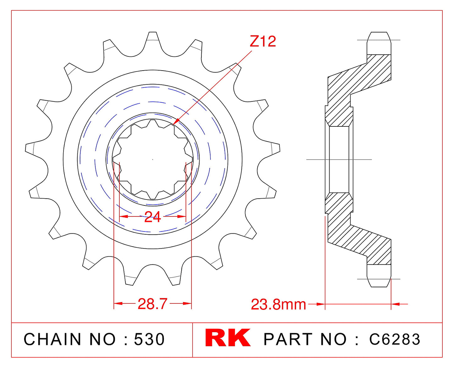 Sprocket Front RK-C6283-17 JTF528 Afam 24806