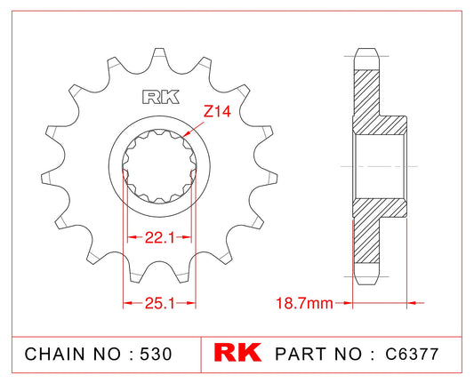 Sprocket Front RK-C6377-15 JTF743 Afam 52900 *530 Pitch*