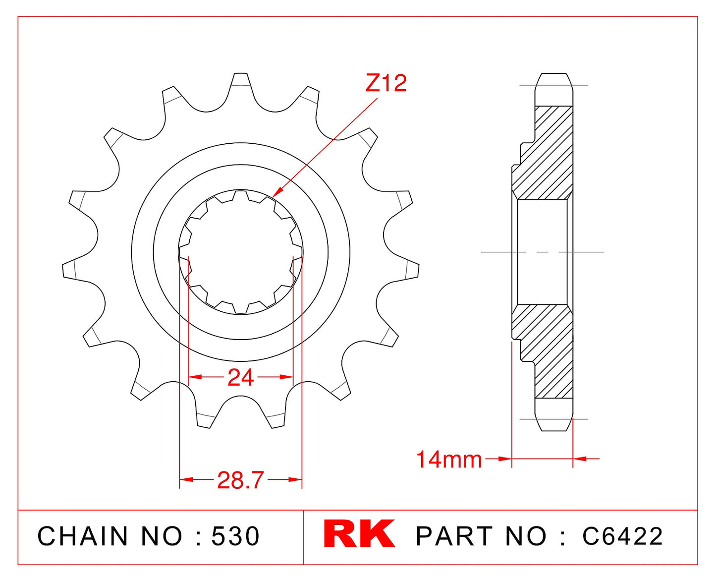 Sprocket Front RK-C6422-17 JTF1529 Afam 24900