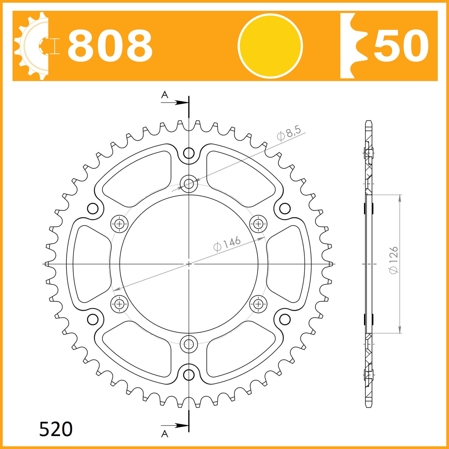 SuperSprox Rear Stealth Gold RST-808-50-GLD