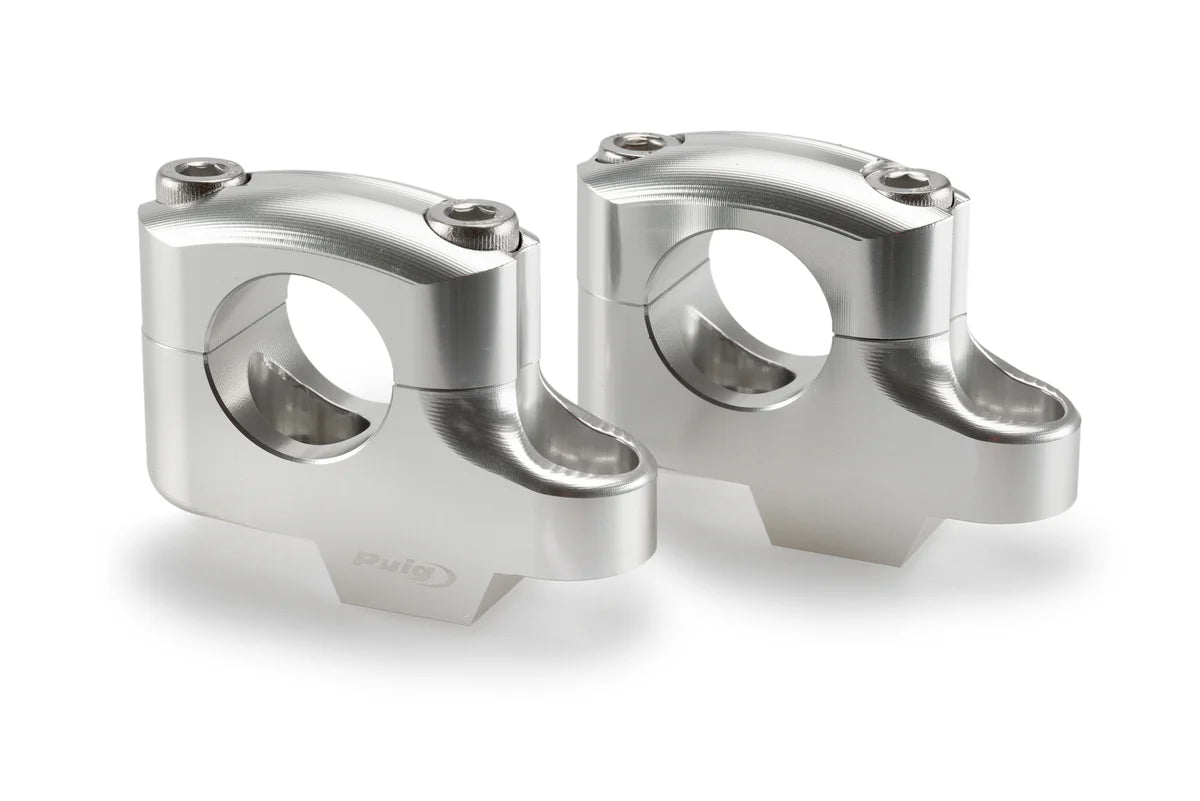 Yamaha Tracer 7 & 7 GT (2025 - On) Puig Pullback Handlebar Risers - 25mm Rise / 16mm Back - For 29mm Bars (Silver)