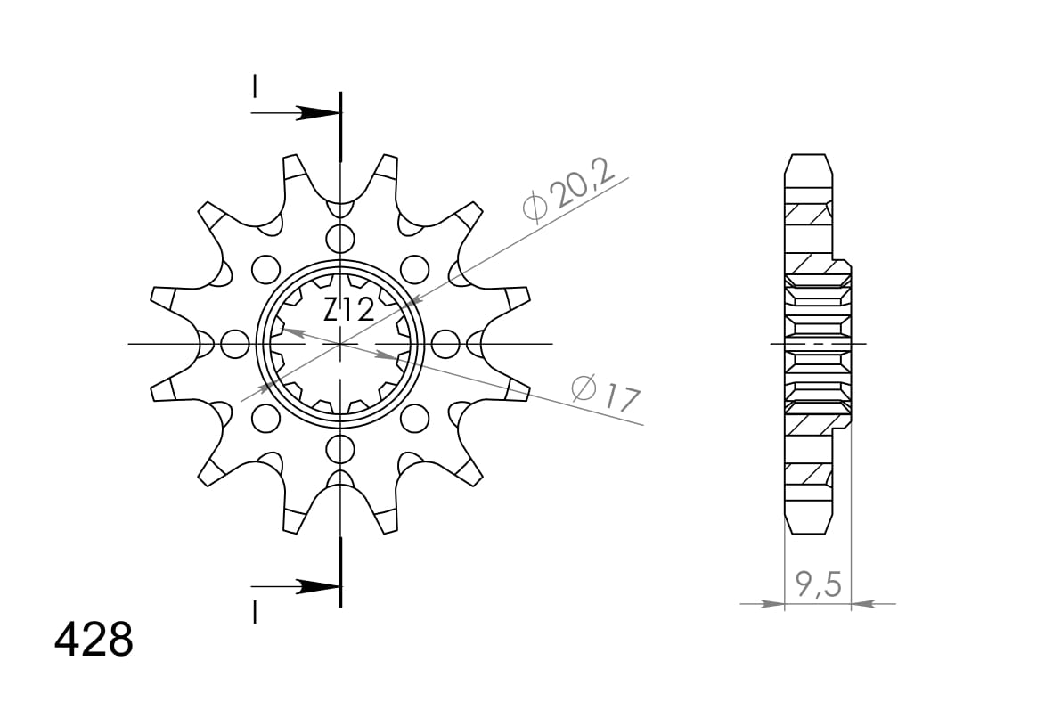 SuperSprox Front MX Sprocket 1907-12 JTF 1907 428 pitch