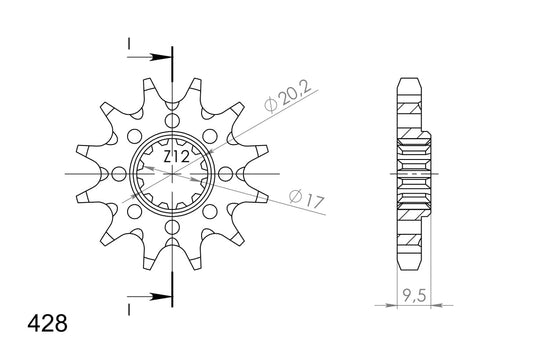 SuperSprox Front MX Sprocket 1907-12 JTF 1907 428 pitch