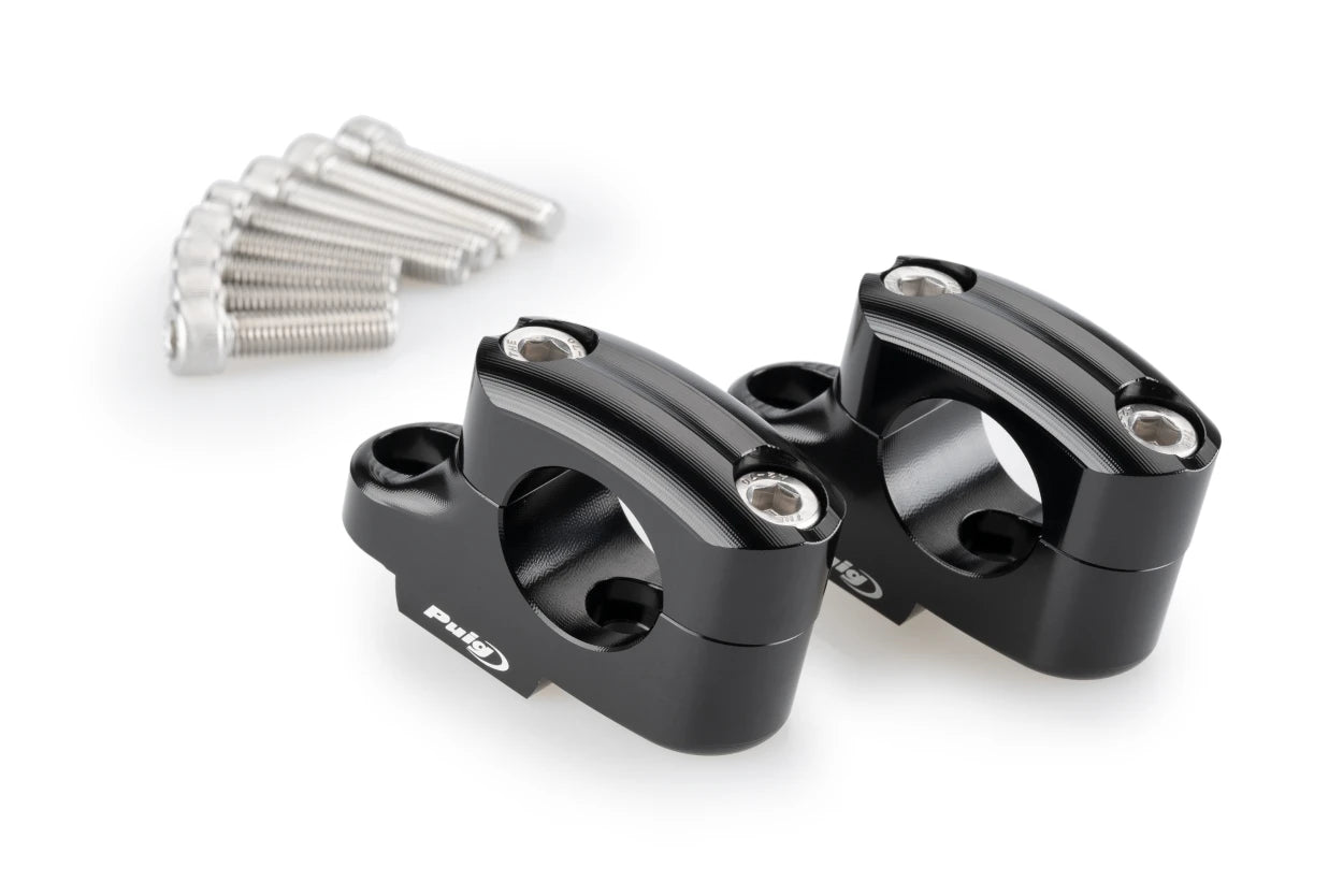 Triumph Street Triple S (660) (2020 - 2022) Puig Pullback Handlebar Risers - 25mm Rise / 16mm Back - For 29mm Bars (Black)