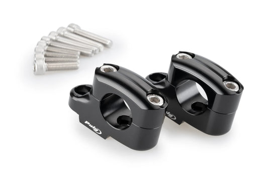 Triumph Trident 660 (2021 - On) Puig Pullback Handlebar Risers - 25mm Rise / 16mm Back - For 29mm Bars (Black)