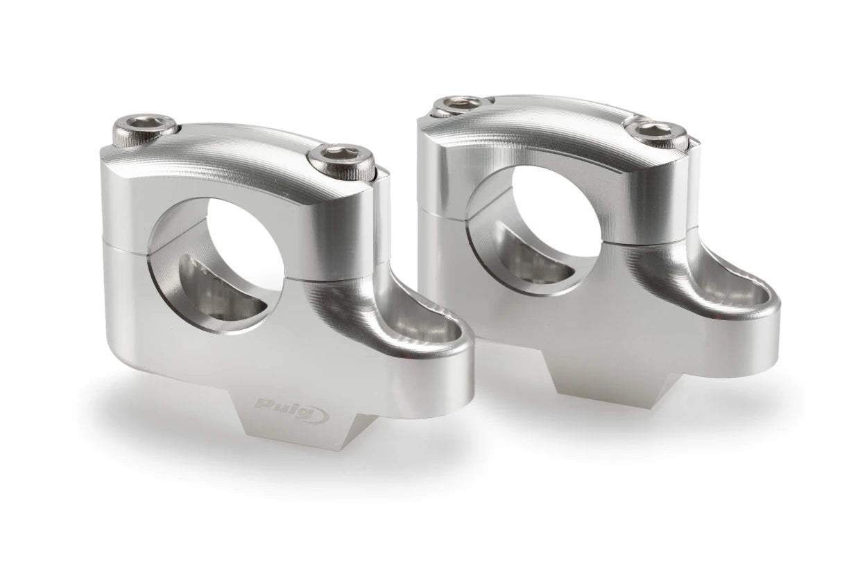 Triumph Speed Triple 1200 RS (2021 - 2024) Puig Pullback Handlebar Risers - 25mm Rise / 16mm Back - For 29mm Bars (Silver)   )