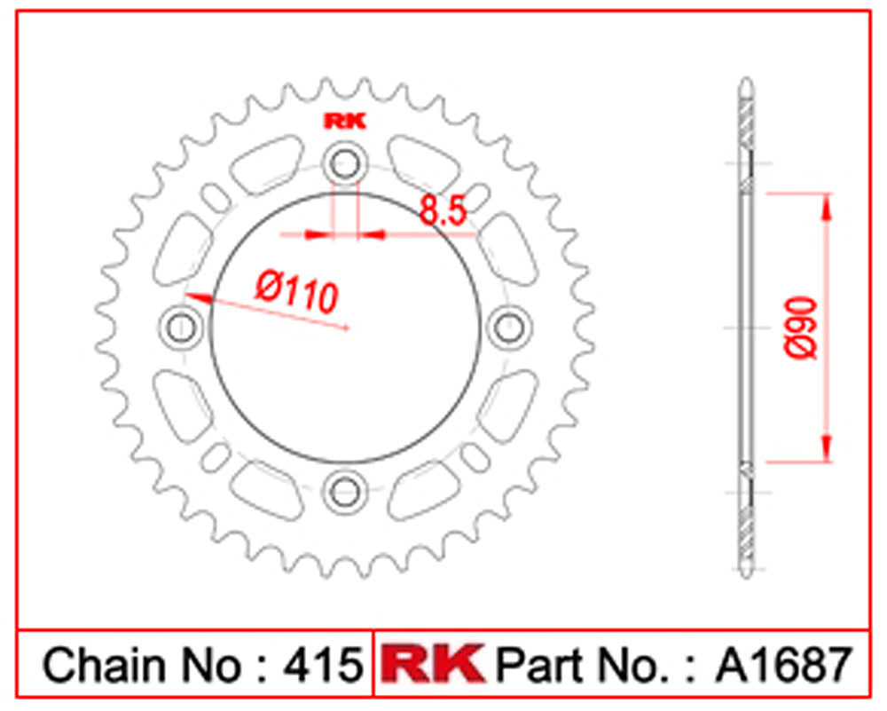 Sprocket Rear RK A1687-40 AFAM 14100-40 JTR 801-40