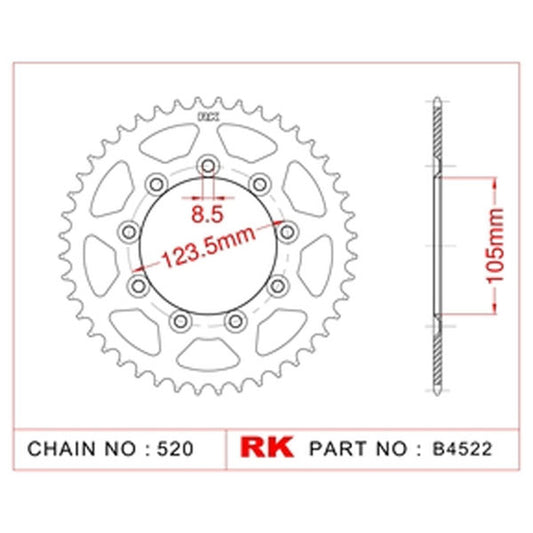 Sprocket Rear Steel RK B4522-51 Supersprox 151 TM Racing