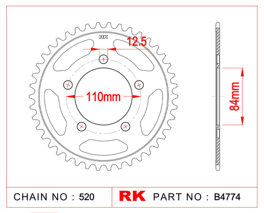 Sprocket Rear RK B4774-41 JTR 1225-41