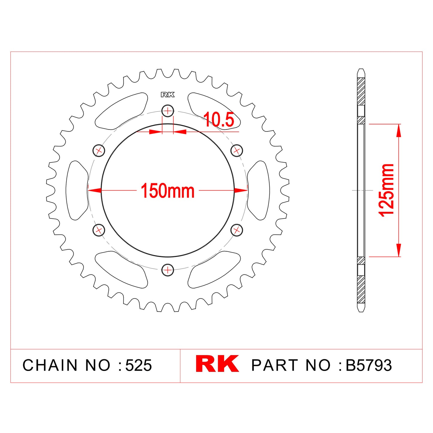 Sprocket Rear RK-B5793-44 525 pitch