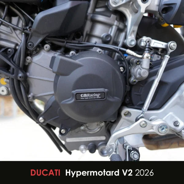 Ducati Hypermotard V2 and SP GB Racing Secondary Engine Cover Guard Set. 2026 Onwards