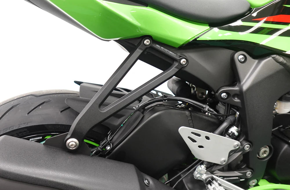 Kawasaki Ninja ZX-4R (2023 - On) Models. Exhaust Hanger & Pillion Footpeg Removal Kit. Evotech Performance.