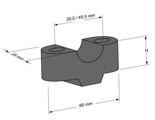 Aprilia Tuono 660 (2021 - On) Puig Handlebar Risers - 20mm Rise. Black