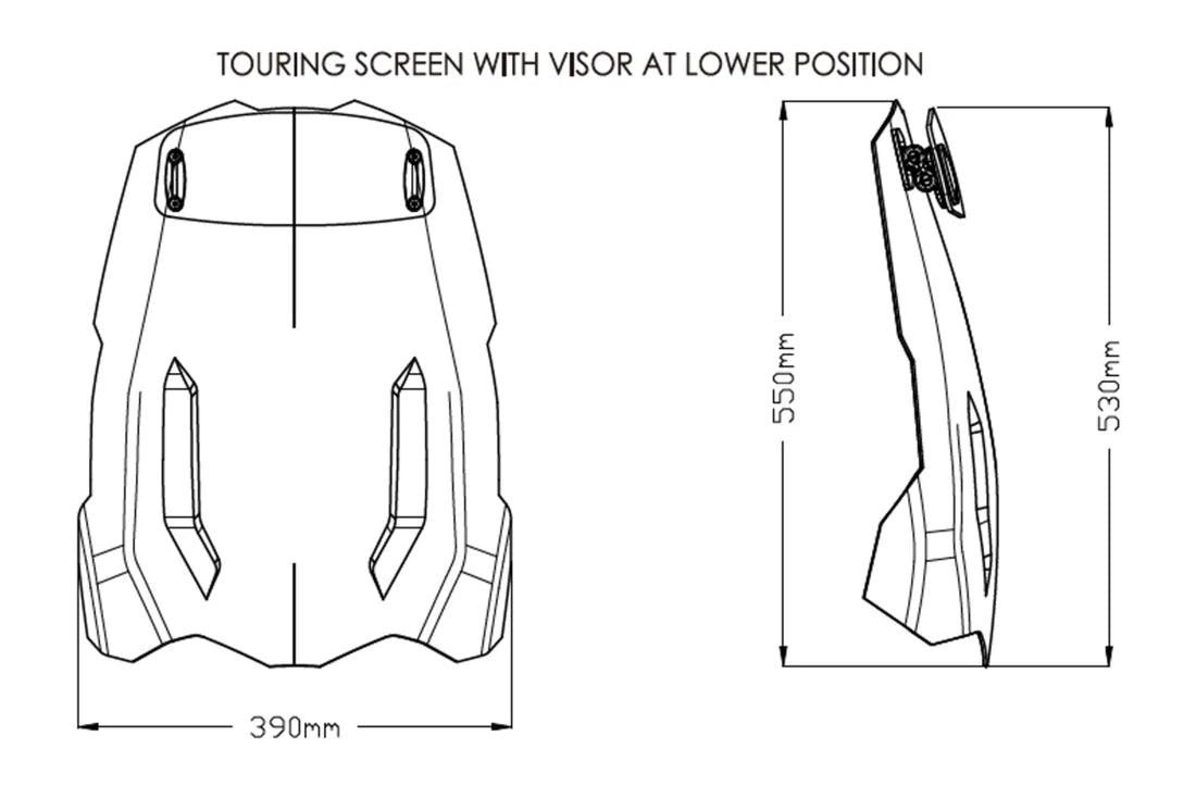 Triumph Tiger 900 GT Pro 2020>2023 Puig Touring Screen With Adjustable Visor (Light Smoke)