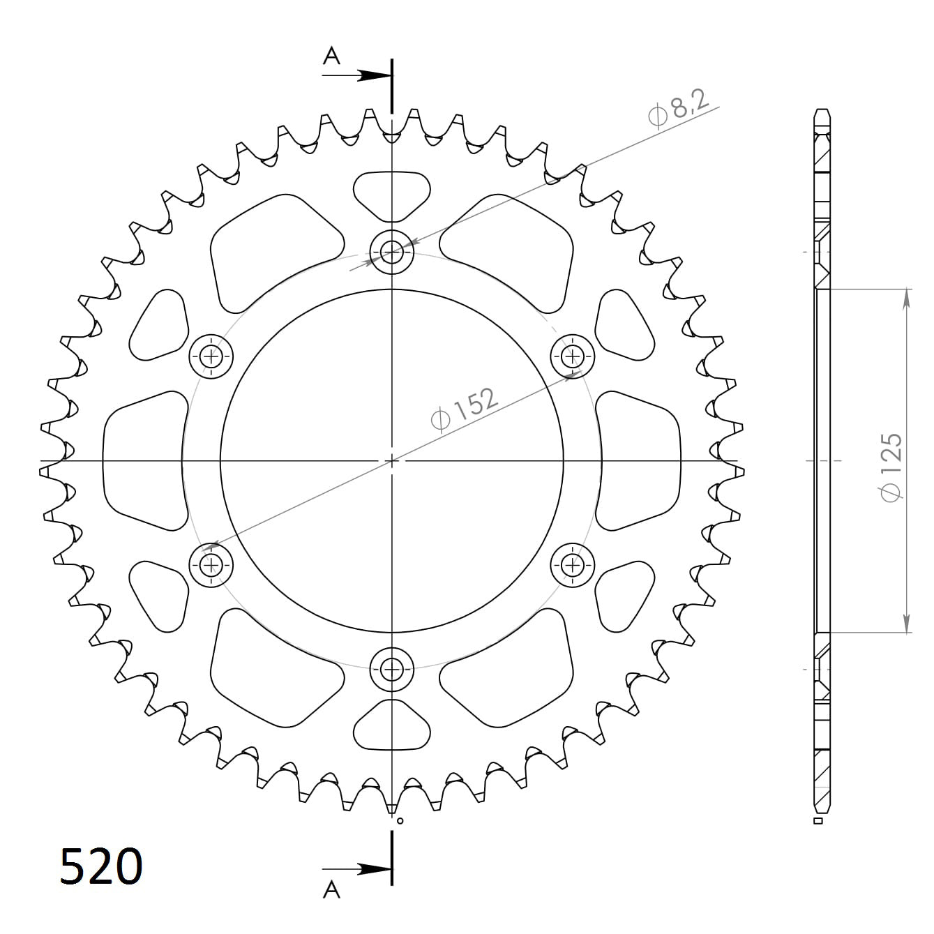 SuperSprox Rear Alloy End RAL-8000-48-Black AP-BN70